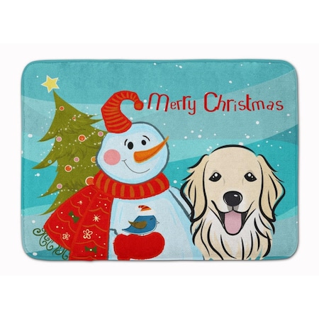 Carolines Treasures Snowman with Golden Retriever Machine Washable Memory Foam Mat BB1825RUG